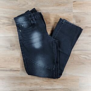 🔹️Steve's Jeans Black Moto Jeans Size 14/32